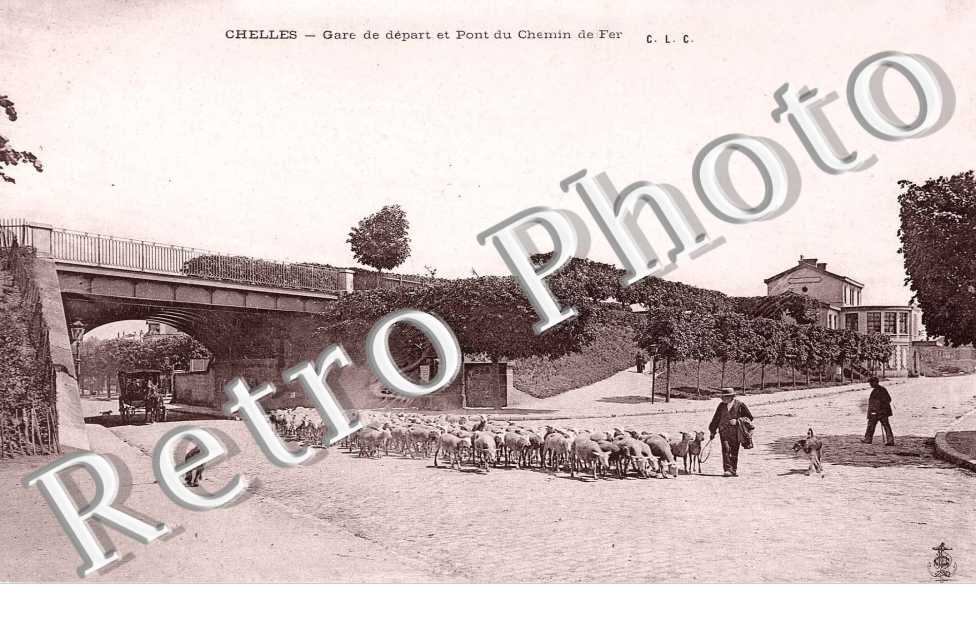 Gare de depart et pont du chemin de fer - elevage (troupeau de moutons)