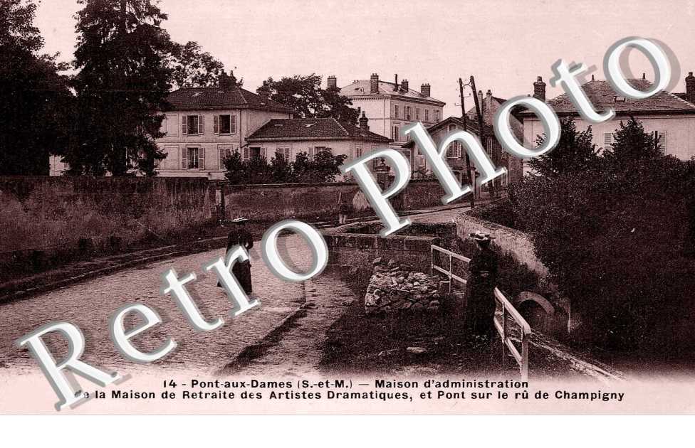 Maison d'administration de la maison de retraite des artistes et pont sur le ru  