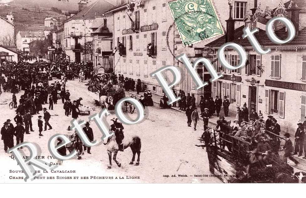 Place de la gare - Souvenir de la Cavalcade, Chars du pont des singes et des pêcheurs a la ligne