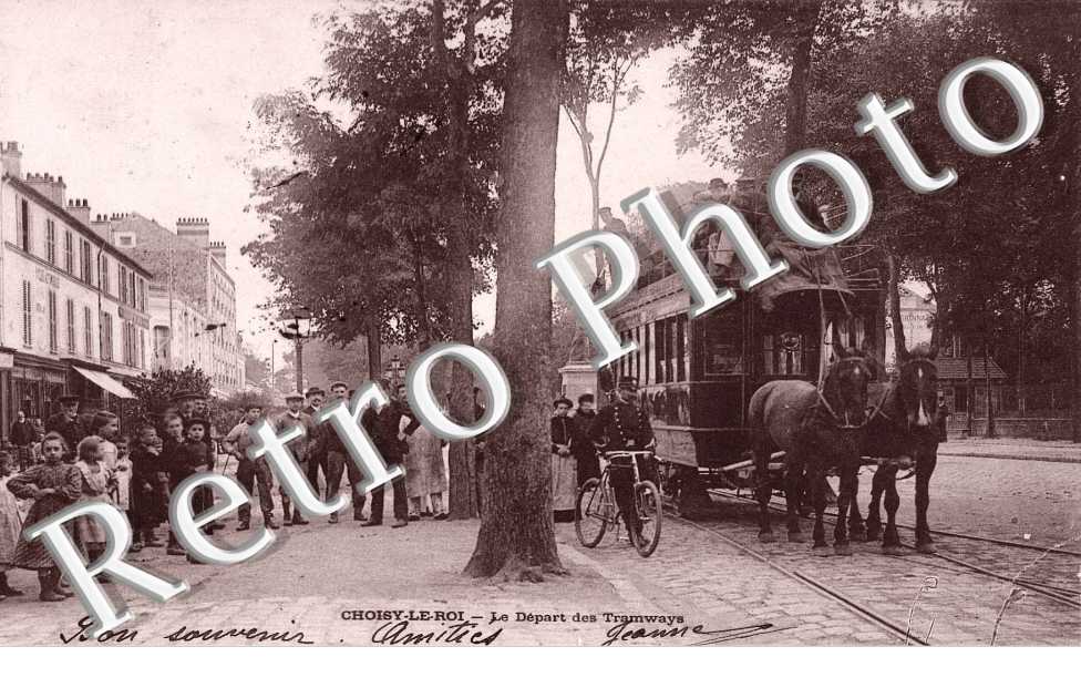 Le depart des tramways - attelage de chevaux