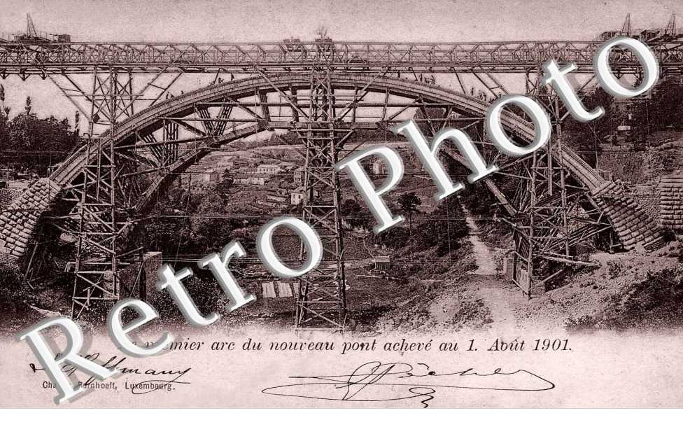 le premier arc du nouveau pont acheve au 1 aout1901