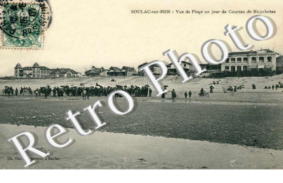 Soulac sur Mer - Vue de plage un jour de courses de Bicyclettes