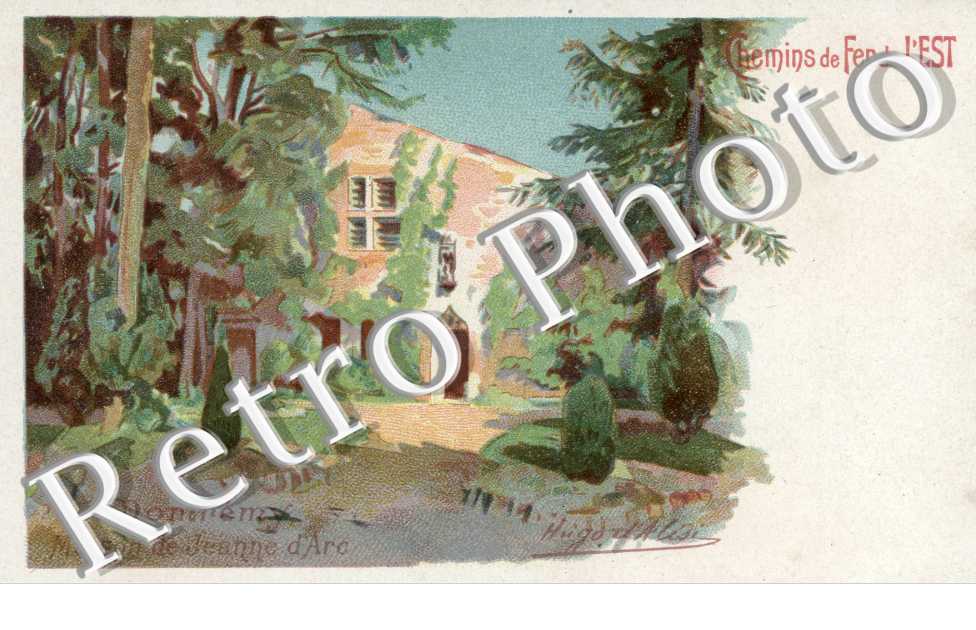 maison de Jeanne d'Arc - Chemin de Fer de l'Est  - dessin Hugo d'Alesi