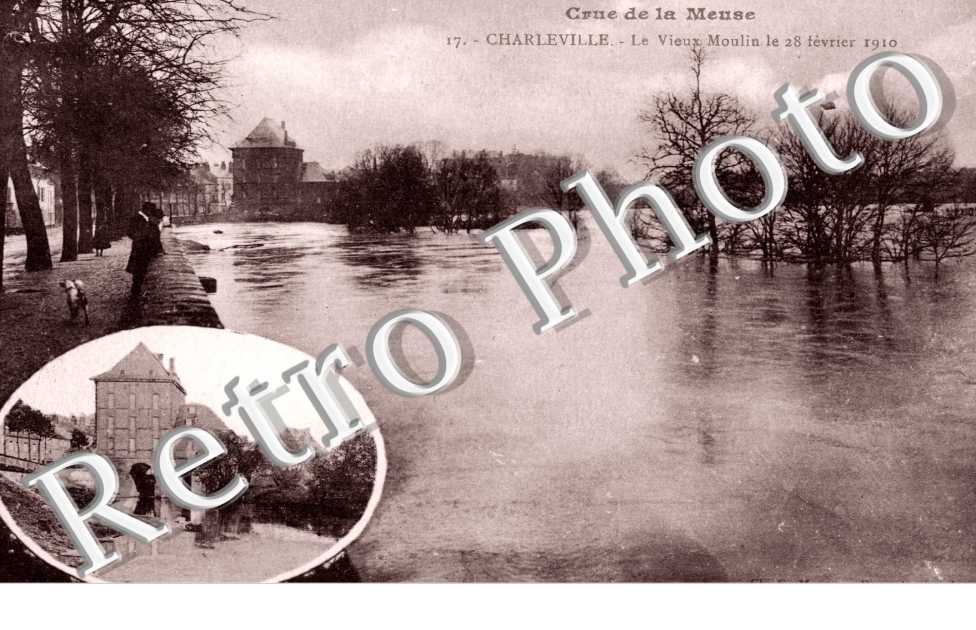Crue de la Meuse Le vieux moulin le 28 fevrier 1910