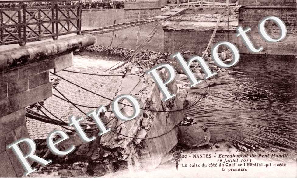 ecroulement du Pont Maudit 16 juillet 1913 La culee du cote du quai de l'hopital