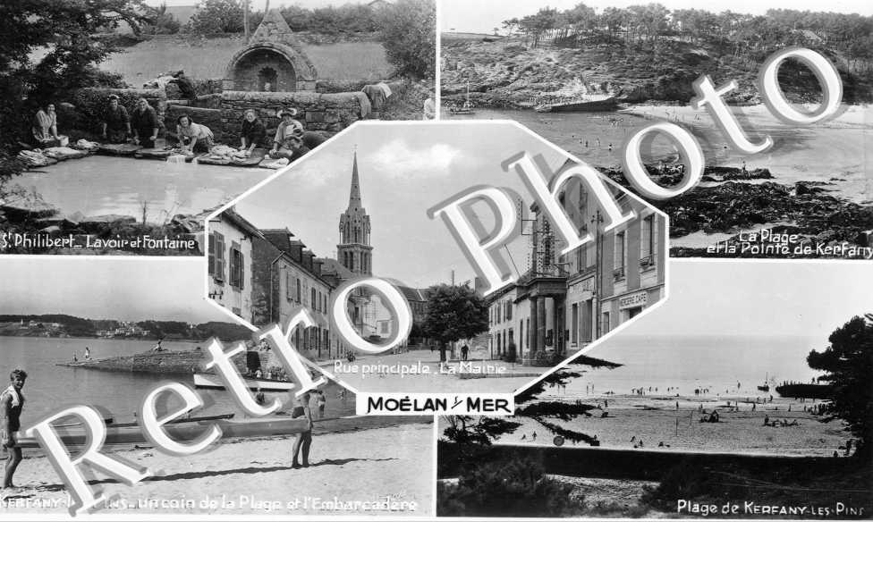 La rue principale La mairie - Saint-Philibert  La page et la pointe de Kerfany
