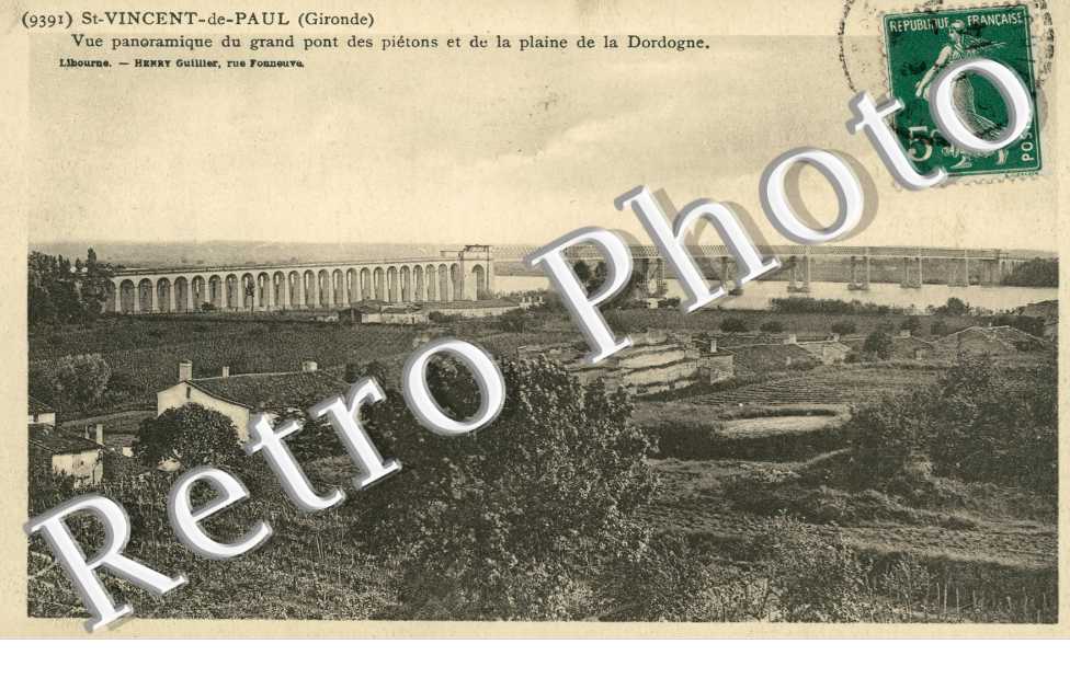 vue panoramique du grand pont des pietons et de la plaine de la Dordogne