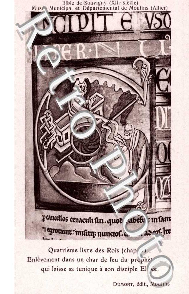 Bible de Souvigny Quatrieme livre des Rois Enlevement dans un char de feu du prophete Elie