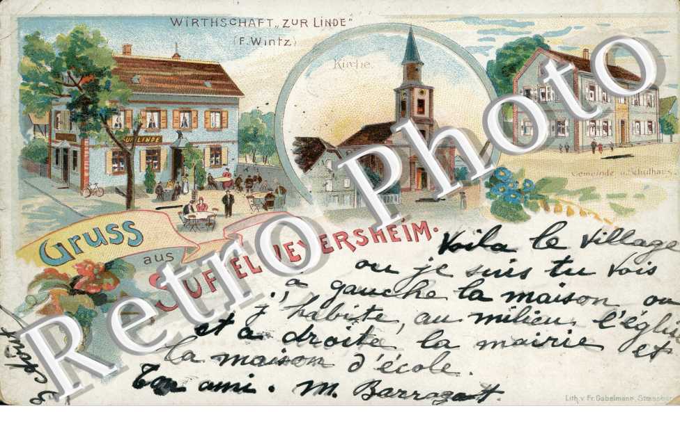 Wirtschaft  zur Linde - Kirche - Gemeinde u. Schulhaus
