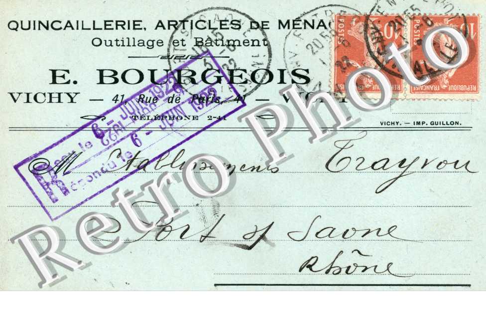 Quincaillerie, Articles de menage  E. Bourgeois 41 rue de Paris