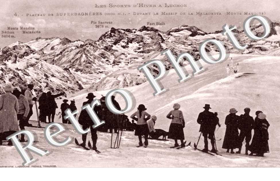les sports d'hiver - Plateau de Supebagneres - Devant le massif de la Maladetta Monts Maudits