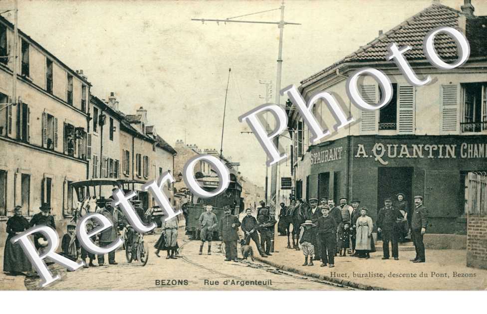 Rue d'Argenteuil - tramway - Restaurant A. Quantin (couleur)