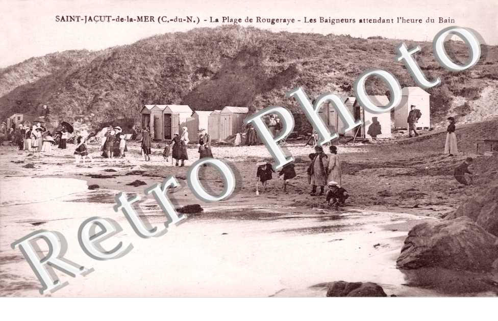 la plage de Rougeraye - les baigneurs attendant l'heure du bain