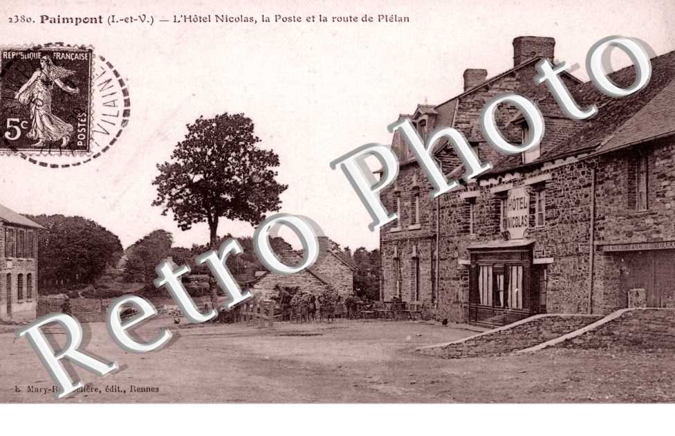l'hotel nicolas, la poste et la route de plelan