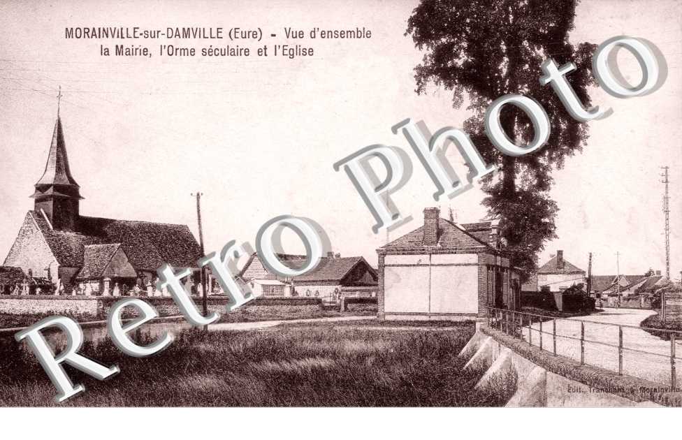 Vue d'ensemble - La mairie, l'Orme seculaire et l'église