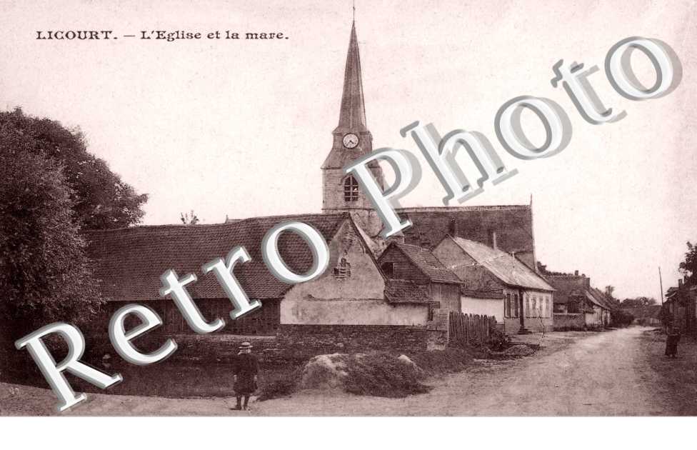 l'église et la mare en 1908