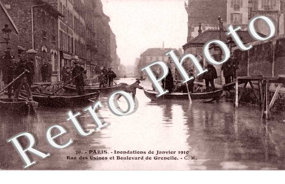 Rue des usines et Boulevard de Grenelle - Inondations de janvier 1910