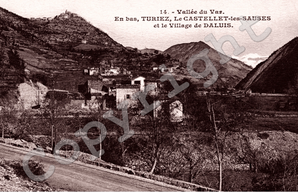Turiez, Le Castellet-les-Sauses et le village de Daluis