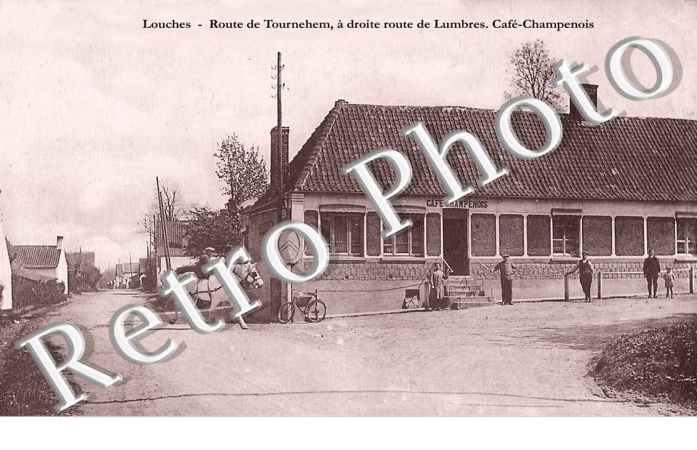 Route de Tournehem, à droite route de Lumbres. Café-Champenois