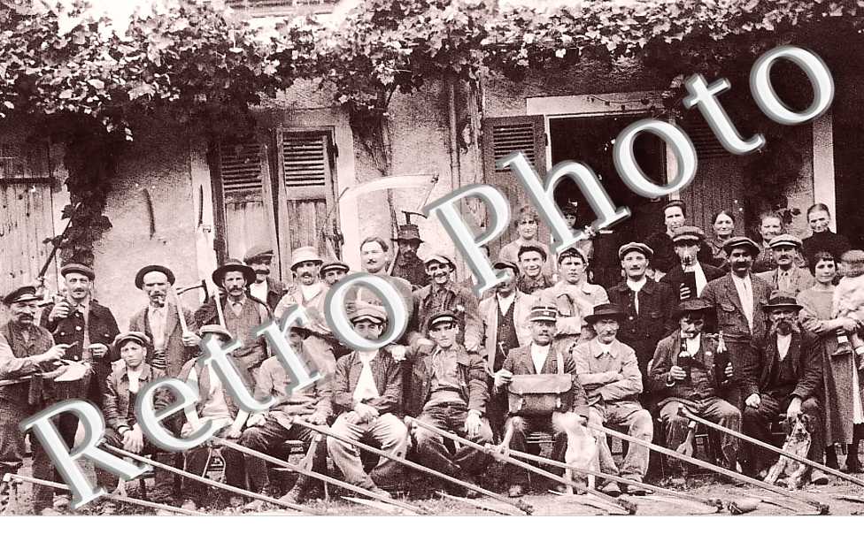 ferme Amblard. Un groupe de faucheurs.