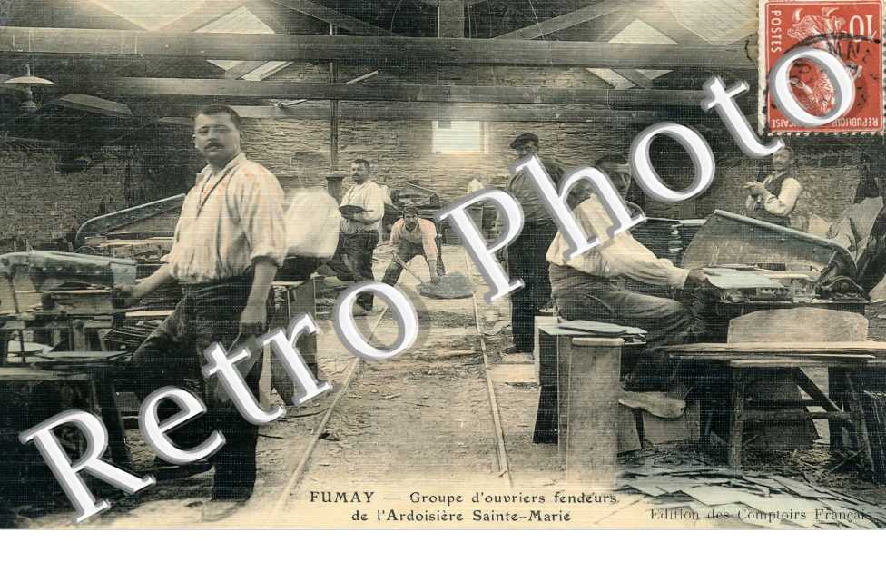 groupe d'ouvriers fendeurs de l'Ardoisière Sainte-Marie