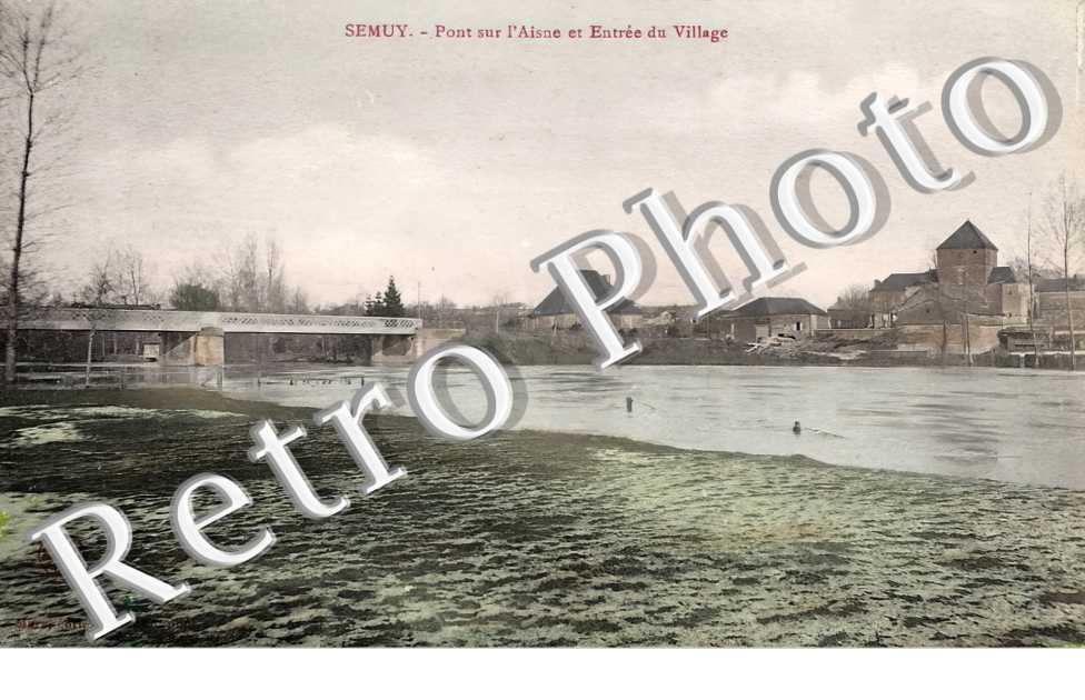 Pont sur l'Aisne et entrée du village