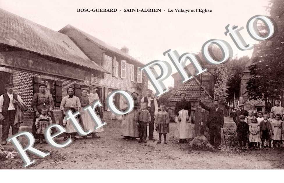 Bosc-Guerard. Saint-Adrien. Le village et l'église.