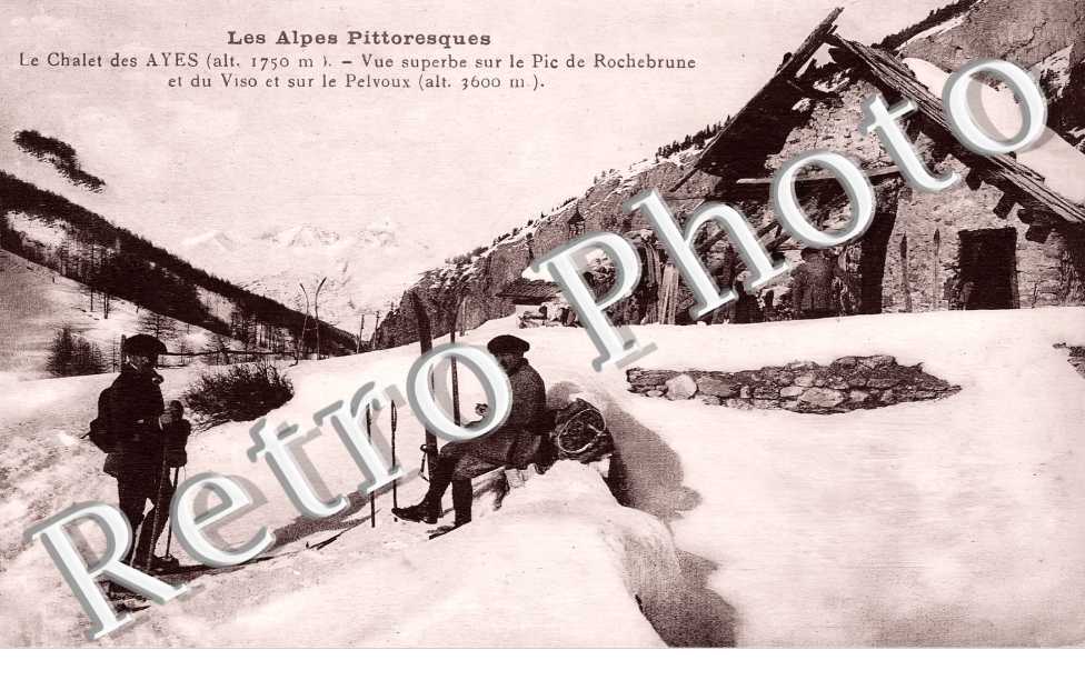 le chalet des Ayes. Vue superbe sur le pic de Rochebrune et du Viso et sur le Pelvoux