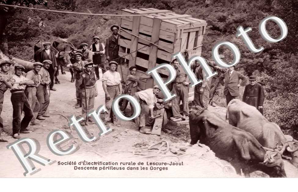 société d'Electrification rurale de Lescure-Jaoul. Descente périlleuse dans les gorges