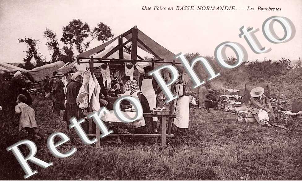 Une foire en Basse-Normandie. Les boucheries