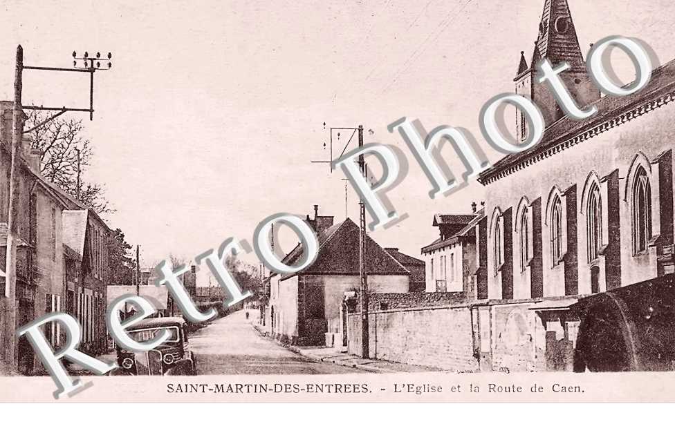 l'église et la route de Caen