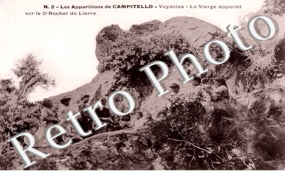 Les apparitions de Campitello. Voyantes. La vierge apparait sur le 2è rocher du Lierre