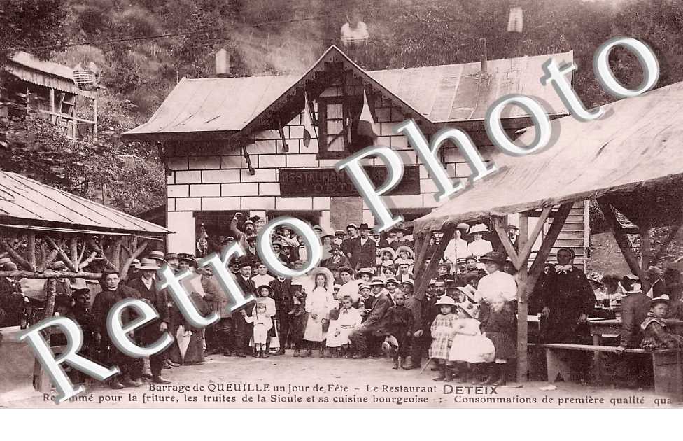 Barrage de Queuille un jour de Fête. Le Restaurant Deteix
