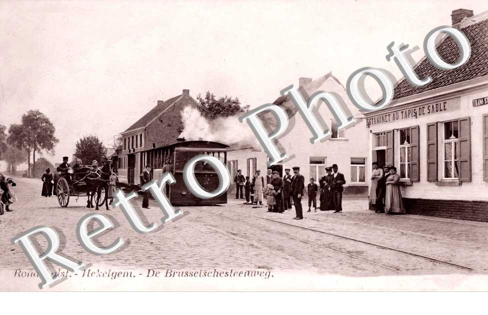 Rond Aalst. Hekelgem. De Brusselschesteenweeg. Estaminet Au Tapis de Sable.