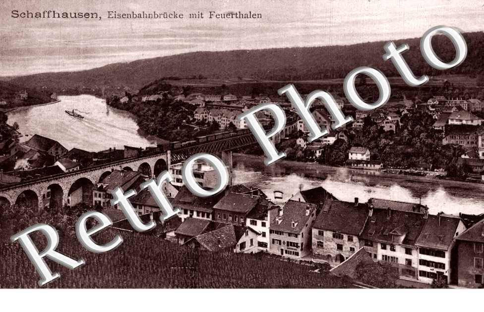 Schaffhausen. Eisenbahnbrücke mit Feuerthalen