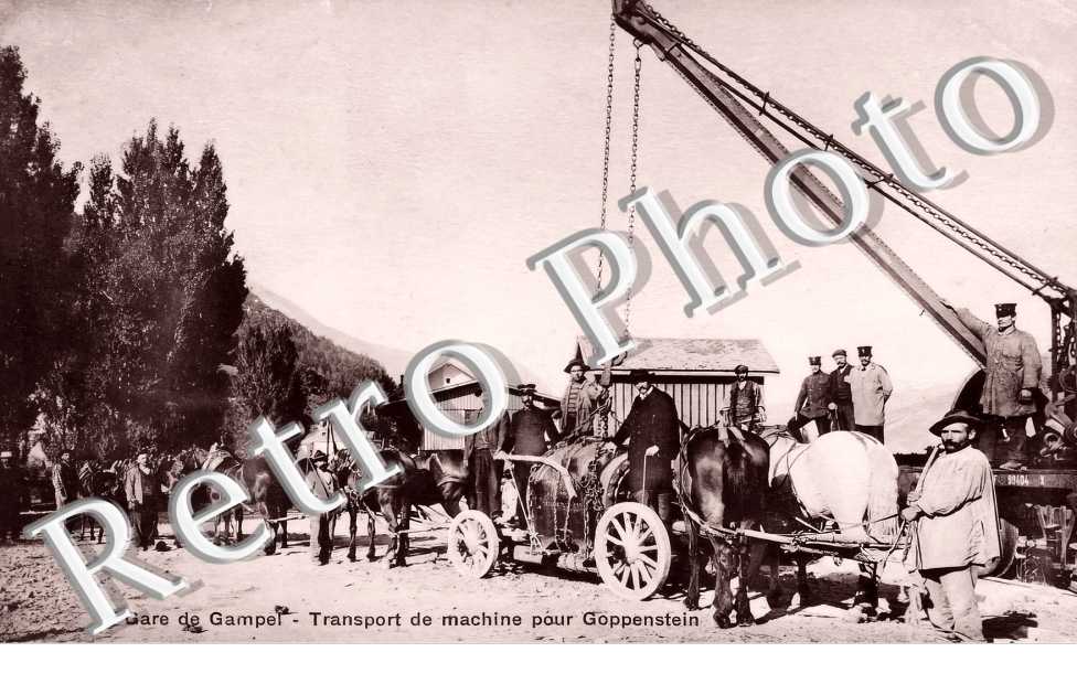 Gare. Transport de machine pour Goppenstein
