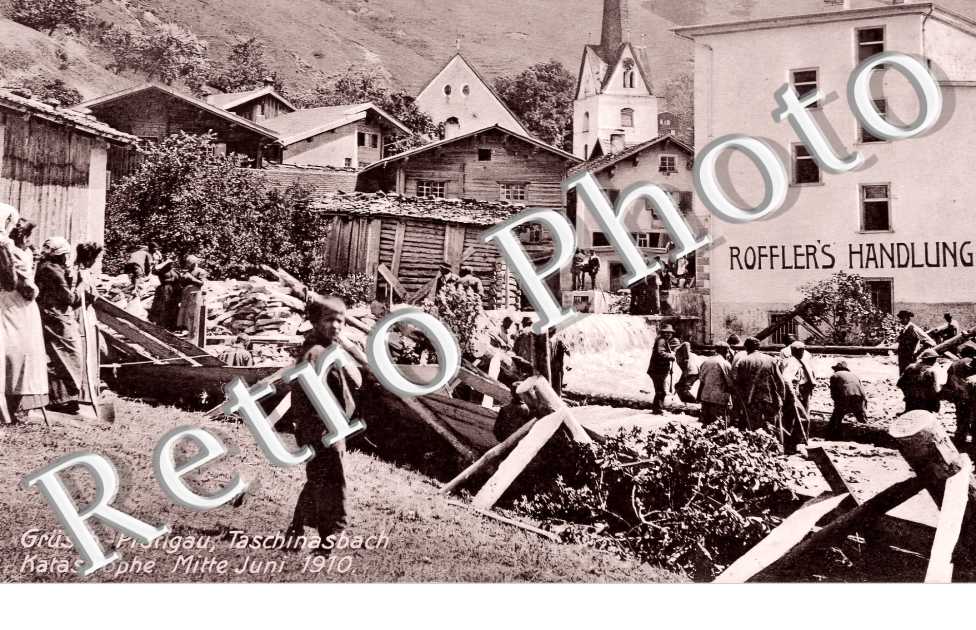 Grüsch-Prätigau, Taschinasbach. Katastrophe Mitte Juni 1910