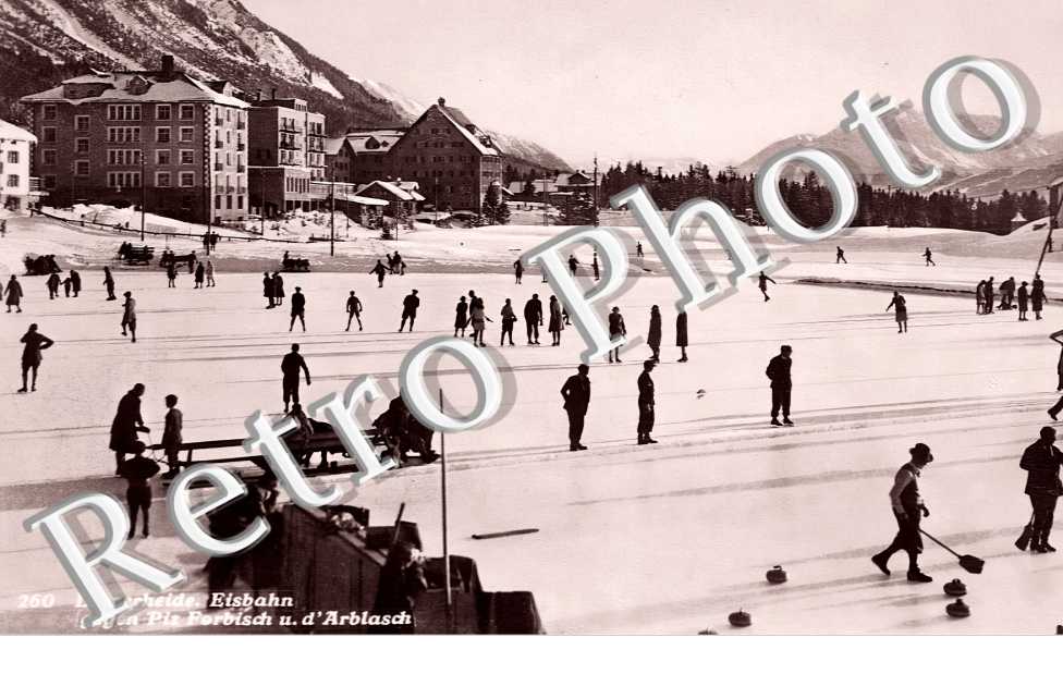 Lenzerheide. Eisbahn gegen Piz Forbisch u. d'Arblash