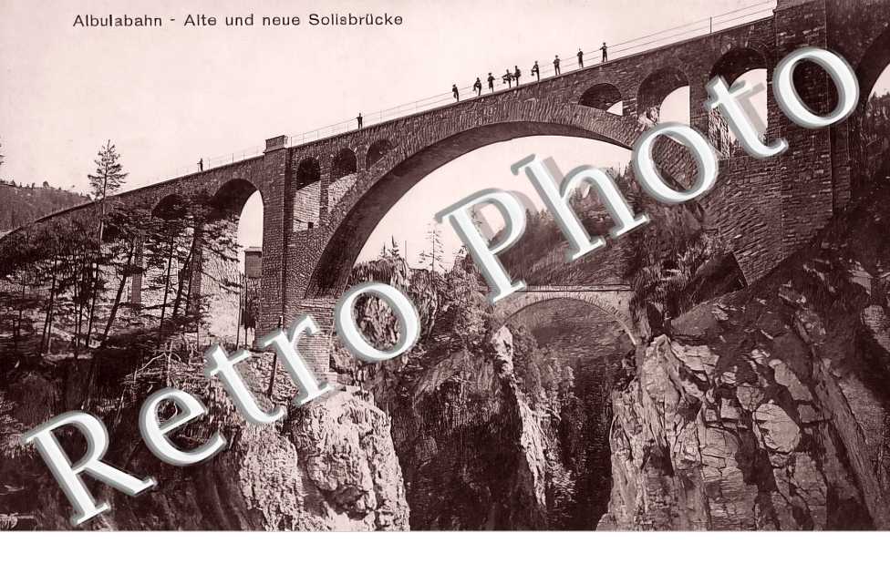 Albulabahn. Alte und neue Solisbrücke
