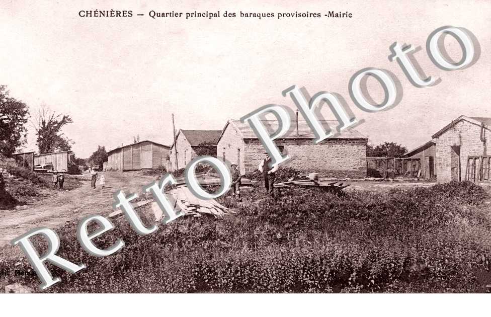 Quartier principal des baraques provisoires. Mairie