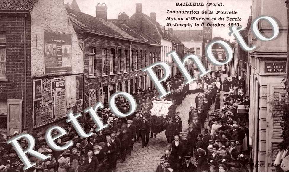 Inauguration de la Nouvelle Maison d'Oeuvres er du Cercle Saint-Joseph, le 9 Octobre 1910. rue du Musée de Puyot