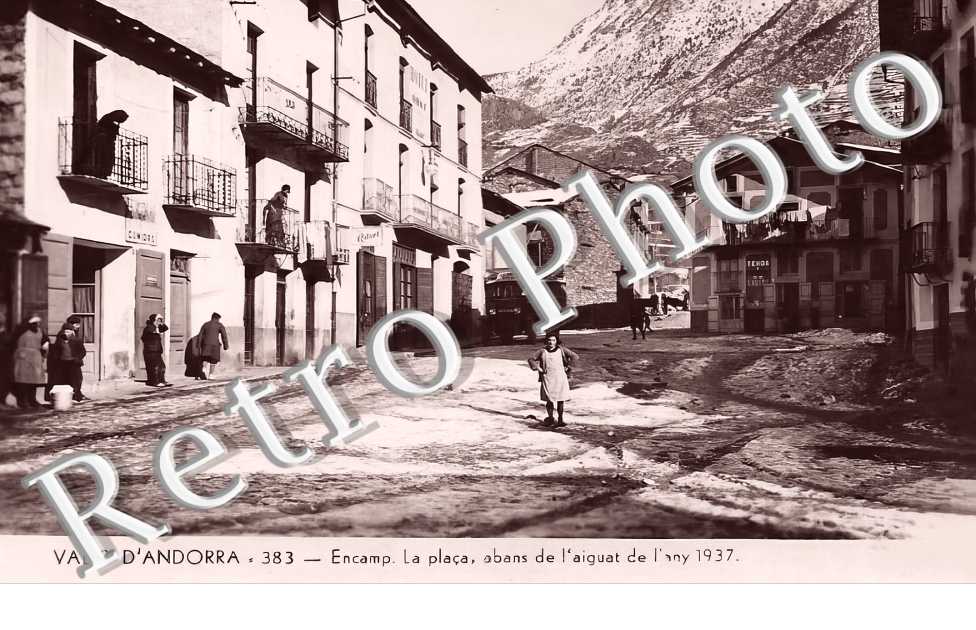 Encamp. La plaça, abans de l'aiguat de l'any 1937