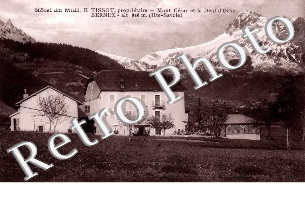 Hôtel du Midi, E Tissot propriétaire. Mont César et la Dent d'Oche