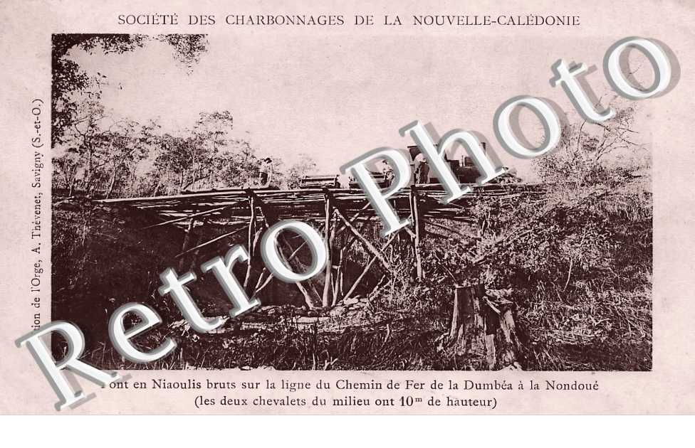 Pont en Niaoulis sur la ligne de chemin de fer de la Dumbéa à la Nondoué