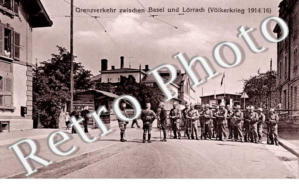 Grenzverkehr zwischen Lorrach und Basel (Volkerkrieg 1914/16)