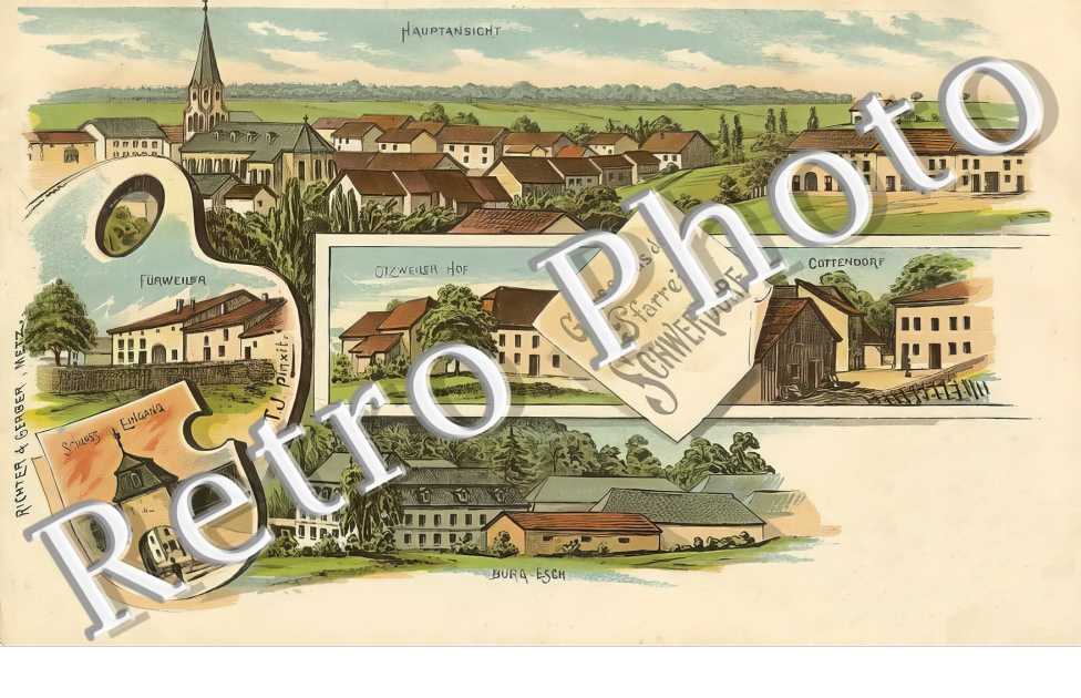 Furweiler. Otzweiler Hof. Burg Esch. Gruss aus der Pfarrei Schwerdorf