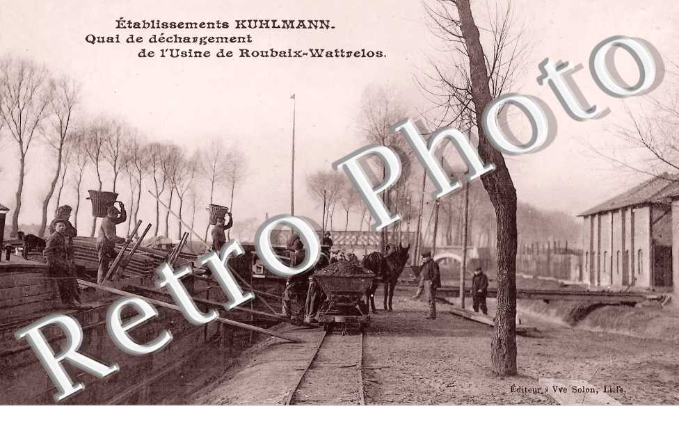 établissements Kuhlmann. Quai de déchargement de l'usine de Roubaix-Wattrelos