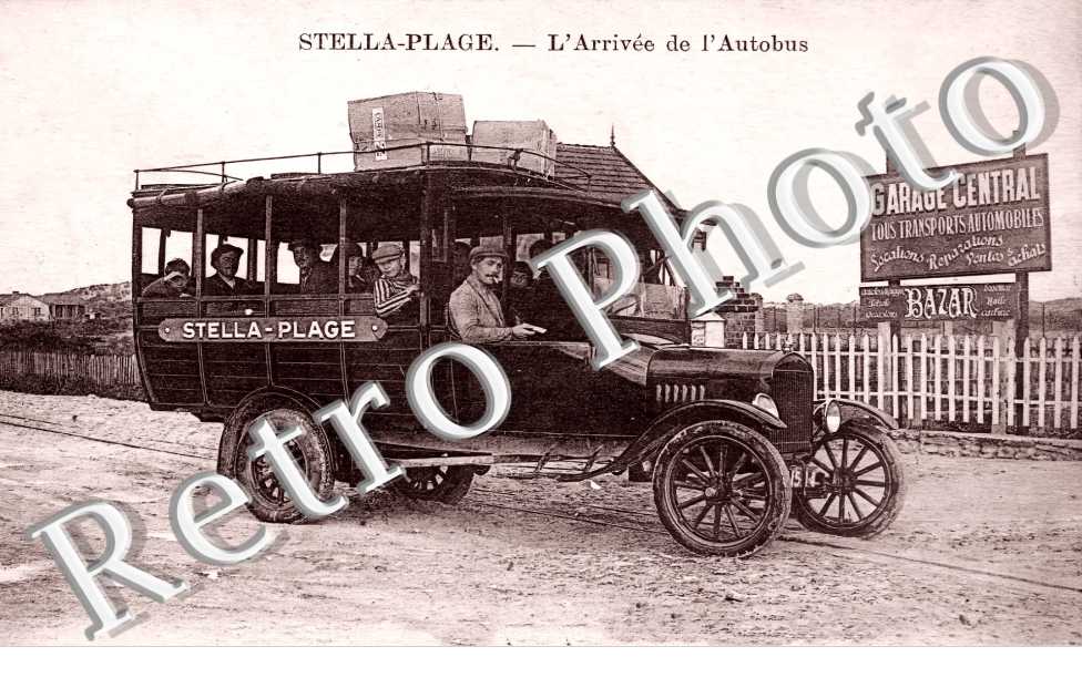 STELLA-PLAGE l'arruvée de l'Autobus. Garage Central