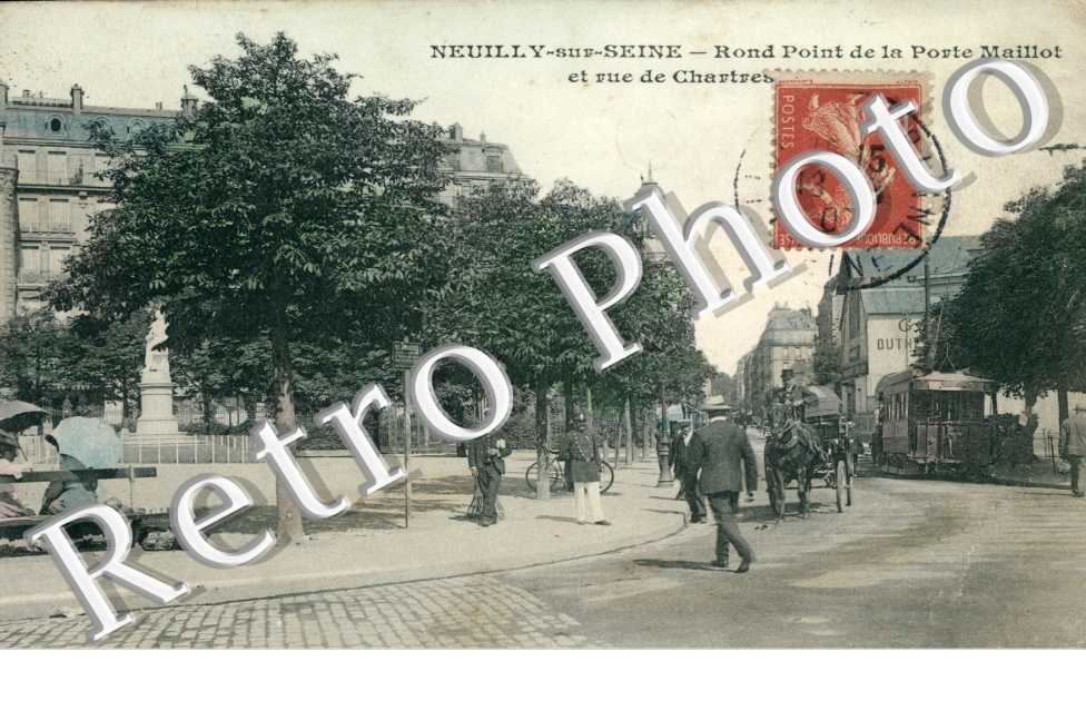 Rond point de la porte Maillot et rue de Chartres - tramway (couleur)